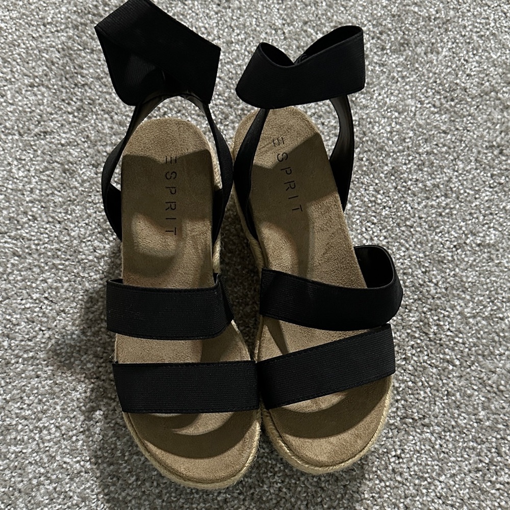 NEW Black Esprit Allison Platform Wedge